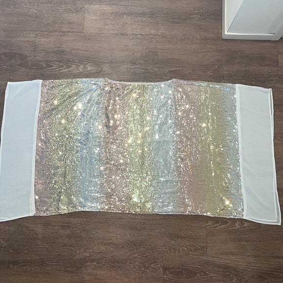 NWOT Boston Proper Multicolored Sequined Poncho - Picture 8 of 14